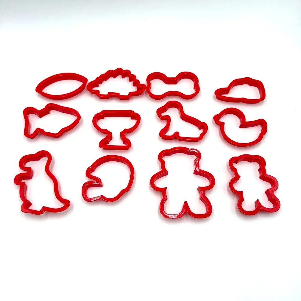 Wilton Cookie Cutter Set 12 Piece Red Mixed Shapes Animals Sports Vintage
